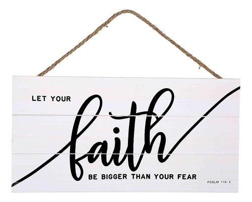 Faith Bigger Than Fear - Letrero Colgante De Tablón De Mader