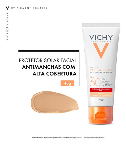 Protetor Solar Facial Uv Pigment Control 1.0 F60 40g Vichy