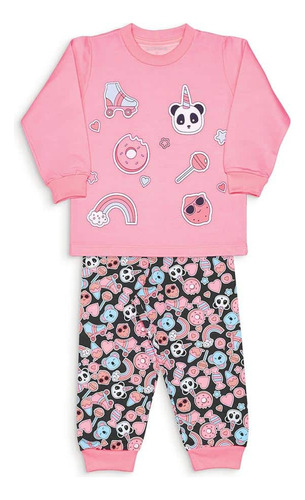 Pijama Infantil Dedeka Brilhanoescuro Moletinho Passos Flane