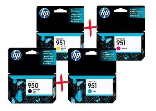 Cartuchos Hp Combo 950 + 951 Originales Negro + 3 Colores