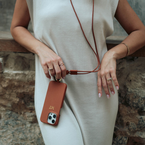 Capa Zanggi Jade Couro Personalizada Para iPhone 15 Pro Max