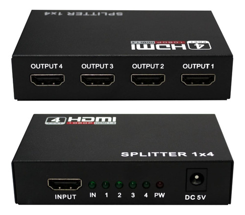 Splitter Hdmi 1*4 Divisor Señal Amplificador Conecta 4 Tv