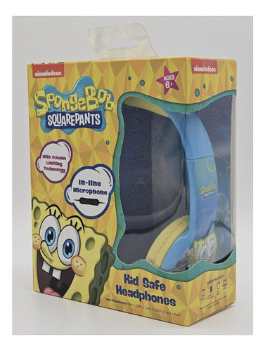 Audifonos Con Microfono Bob Esponja Para Niños *sk Color Azul