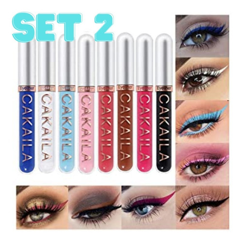 Kit Delineadores De Ojos Líquido 8pz Lentejuela Brillos F Color Quiero El #2