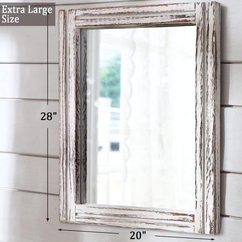 Espejo De Pared Grande De Madera Rústica De 28x20 Pulgadas