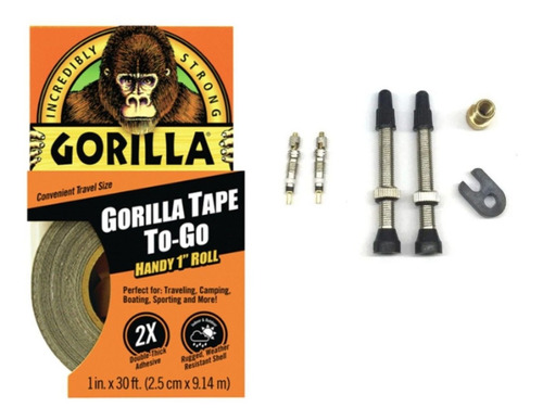 Kit Tubeless Gorilla Cinta + Valvulas + Obus+ Adaptador Auto