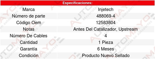 Sensor Oxigeno Yukon 8cil 5.3l 00 Al 14 Injetech 8228968