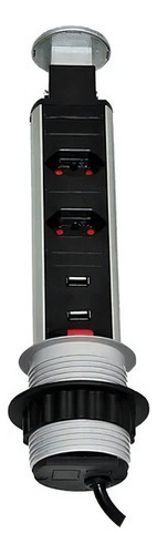 Torre de enchufe USB retráctil integrada con enchufe múltiple de 20 A, color blanco y gris