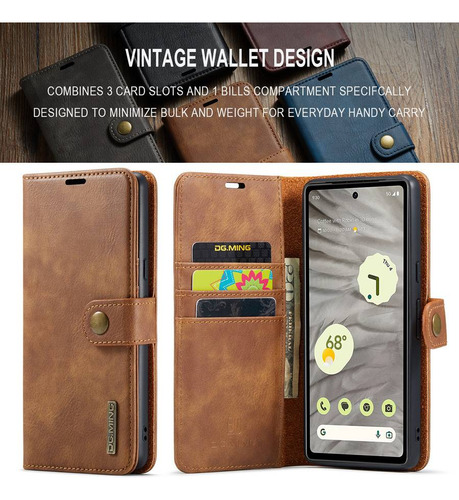 Funda De Piel Magnética Desmontable Tipo Cartera Para Google Pixel 5a 6 6pro 6a 7 7a 7 8 Pro 8a 9 Pro Xl 9a, Funda Con Tapa Extraíble