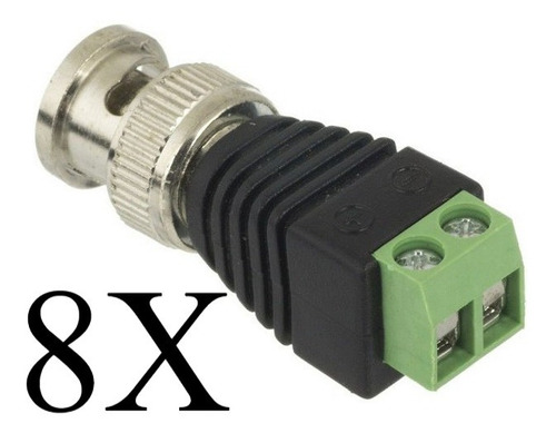Kit 8 Conector Bnc Femea C/ Borne P/ Camera Segurança Cftv