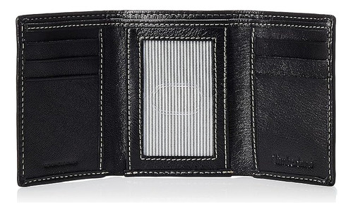 Billetera Timberland Hombre 3 Cuerpos Negro Cuero Genuino