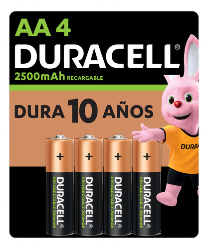 Pila Duracell Recargable Aa, (4 Pilas De 2500mah, Doble A)