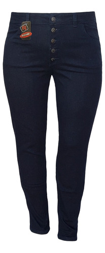 Calça Jeans Feminina Skinny Com Botões Plus Size Tam 44 A 58