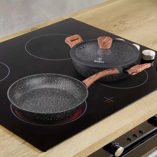 Westinghouse Bateria Negra De 3 Piezas: Sarten Y Wok C/ Tapa