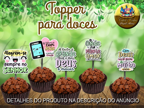 50 Topper Tags Para Doce Tema Frase Evangélico