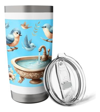 Taza Aislante De Acero Inoxidable Con Diseño Floral