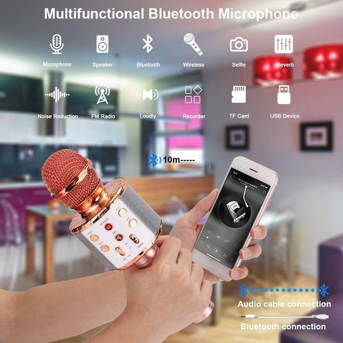 Niños Karaoke Micrófono Bluetooth Multicolor, Rosa
