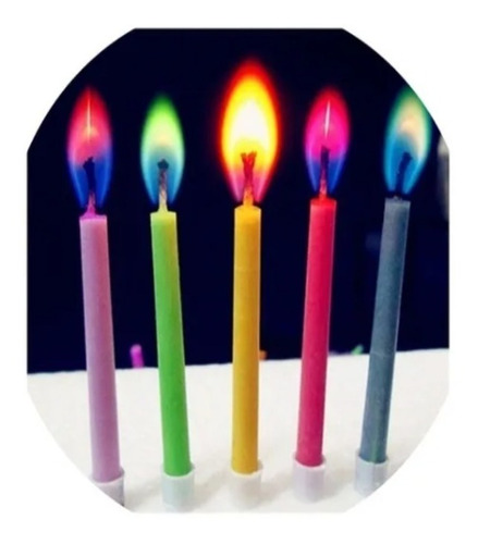 Vela De Cumpleaños Con Llama De Colores X 10 Unidades