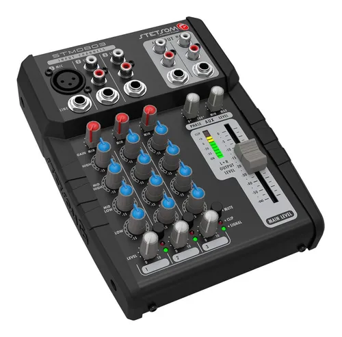 Mesa De Som Stetson Stm-0803 3 Canais 4 Bandas Aux Mic Rca