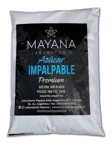 Imagen 1 de 3 de Azucar Impalpable Mayana X 1 Kg Premium Mas Fina Y Blanca 