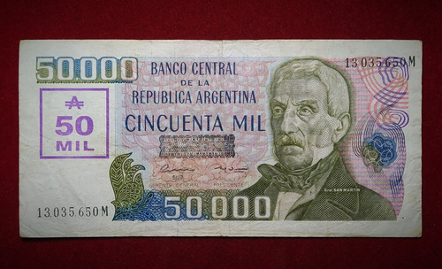 Billete 50000 Australes Transitorios 1989 Bottero 2884 Raro