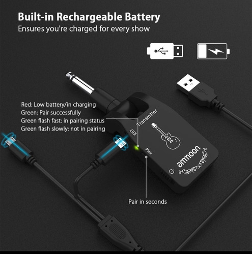 Sistema Inalámbrico Para Guitarra Electrica Y Bajo