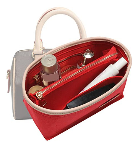 Small Purse Organizer, Felt, Red, Handbag, 7 X 3.2 X 4 Inche