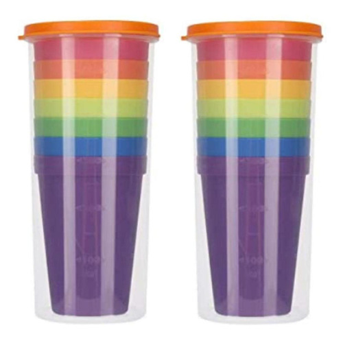 Tazas Pequeñas De Colores, Mxclu-002, 2 Paq. Con 7 Pzas, Vas