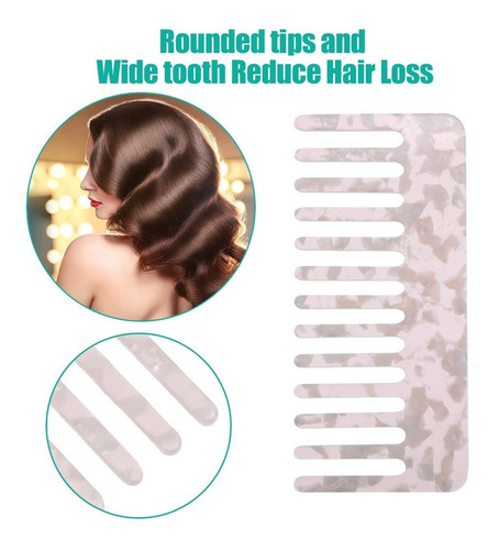 2 Peines Para Cabello Grueso Con Dientes Ancho Antiestático