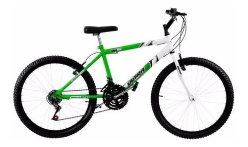 Bicicleta  de passeio Ultra Bikes Bike Aro 24 bicolor 18 marchas freios v-brakes cor verde-kawasaki/branco