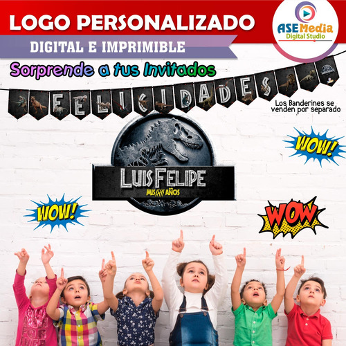 Logo Digital Jurassic World Personalizado Con Tu Nombre