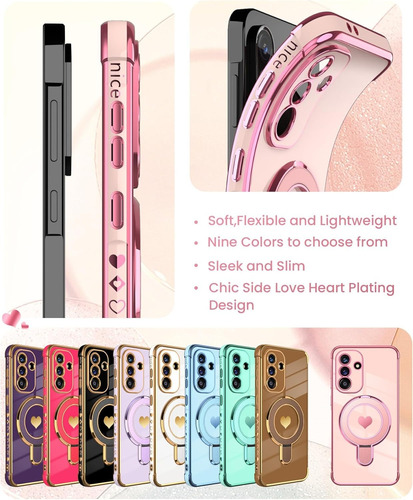For Samsung Rudo Uso Funda Silicona Mujer Soporte Magnética Rosa For Galaxy S24