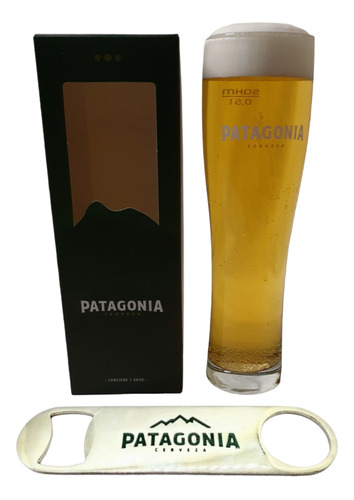 Vaso De Cerveza Patagonia Madison Largo En Caja + Destapador