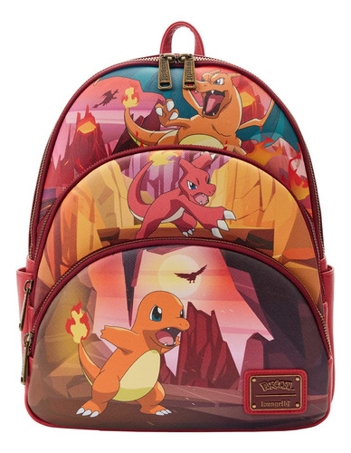 Charmander Evolutions Mochila Triple Bolsillo Rojo Loungef