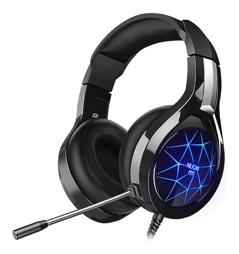 Auricular Gamer Con Cable Y Luz Nuoxi N1 Color Negro