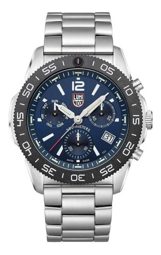 Reloj De Pulsera Luminox Para Hombre Plateado Xs.3144 Color del bisel Negro Color del fondo Azul