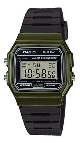 Relógio Unissex Casio Vintage F91wm 3adf Verde Digital