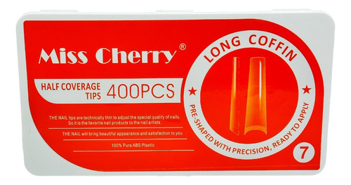 Caja Tips Miss Cherry Coffin Cristal Xl 400 Pzs