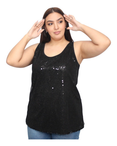 Imagen 4 de 5 de Maxi Blusa Fiesta Brillo Lentejuelas Varios Colores Amplias