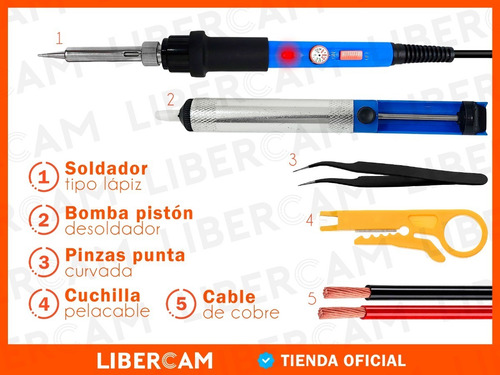 Imagen 7 de 10 de Kit Set Soldador Lapiz Cautin Estaño Desoldado 15 Piezas