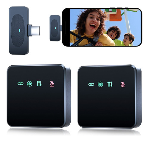 Mini Micrófono Inalámbrico Lavalier Solapa Para Iphone Negro