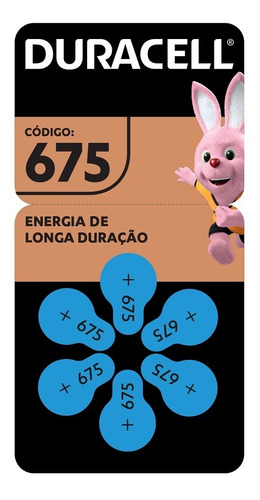 06 Pilhas Baterias Da 675 Pr44  Aparelho Auditivo - Duracell