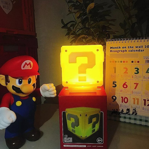Luz Nocturna Led Mario Con Lámpara De Escritorio Con Sonido Color De La Estructura Color Primario Color De La Pantalla Signo De Interrogación