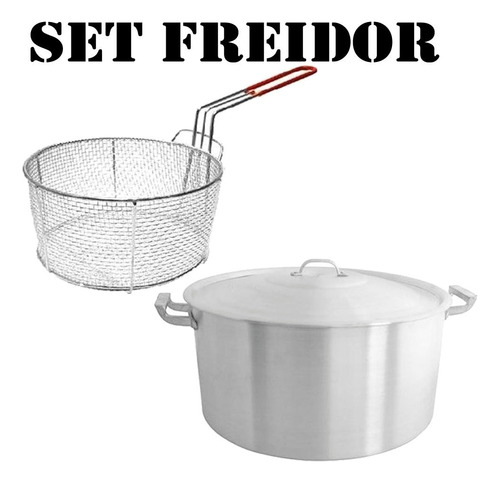 Set Cacerola Aluminio Gastronomica 32 Cm + Canasto Freidor!