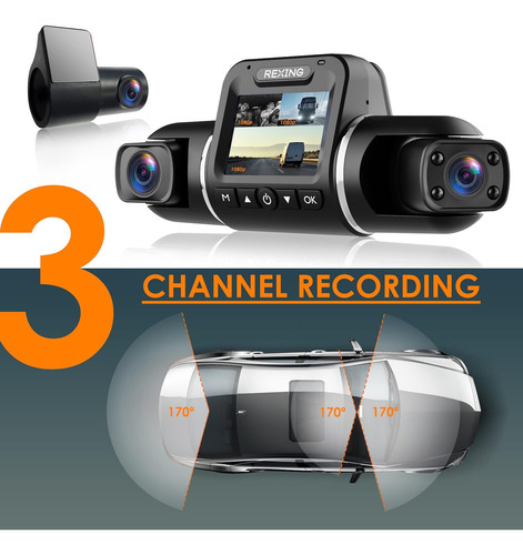 Rexing V2 Pro Ai Dash Cam, 3 Canales De Grabación Trasera