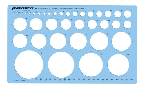 Plantilla Plantec Circulos 1 A 60 Mm Radios Polares 12115