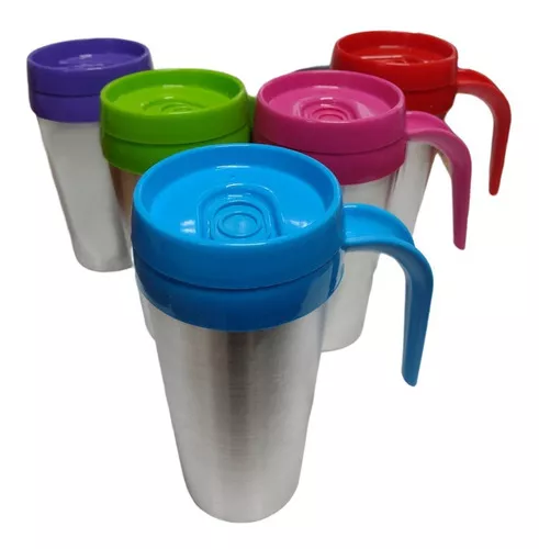 Vaso Taza Aluminio Termica Mug Camping Trekking Colores Tapa