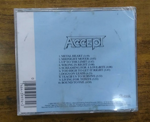 Cd Accept Metal Heart Importado Usa
