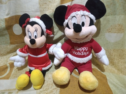 Mickey Y Minnie Mouse Peluches Navideño Disney Original 