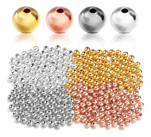 Cuentas Cobre Bañado 18k-4mm 20 Pcs Mix 5 Pcs Cada Colo